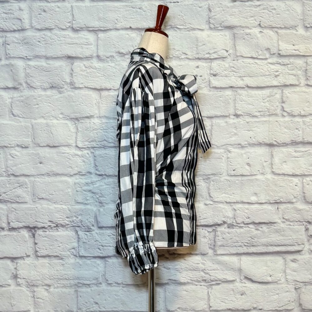 Zara Black & White Plaid Blouse - Picture 3 of 9